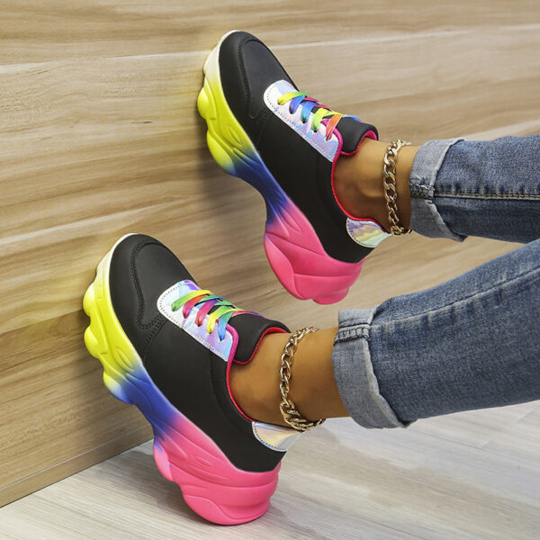 Large Size Color Matching Old Dad's Multicolored Platform Women's Shoes - Image 3