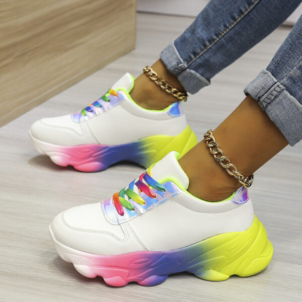 Large Size Color Matching Old Dad's Multicolored Platform Women's Shoes - Image 6