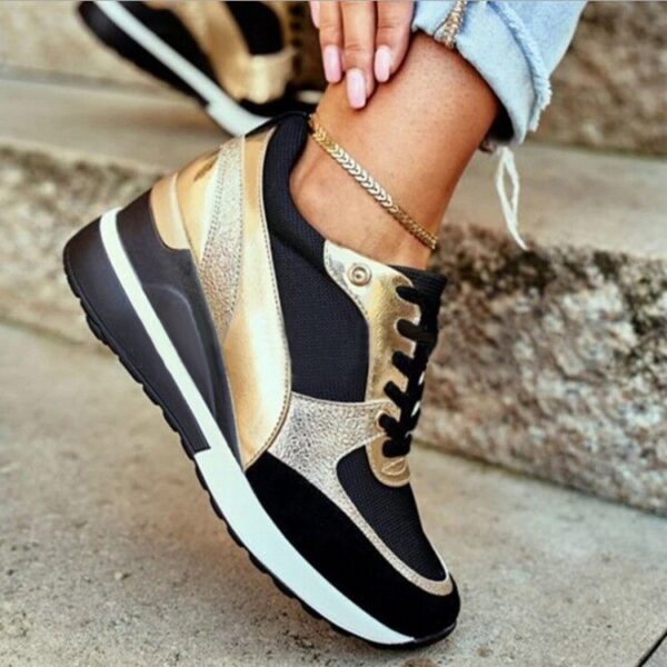 Women's Platform Colorblock Sequin Flat Casual Sneakers - Image 8