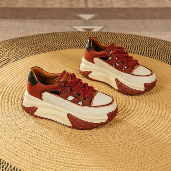 Women's Fashion Retro Versatile Thick-soled Hollow Sneakers - Image 5
