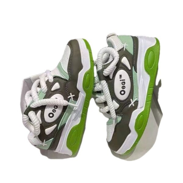 Women's Fashionable Round Toe Muffin Bottom Mid Heel Sneakers - Image 3