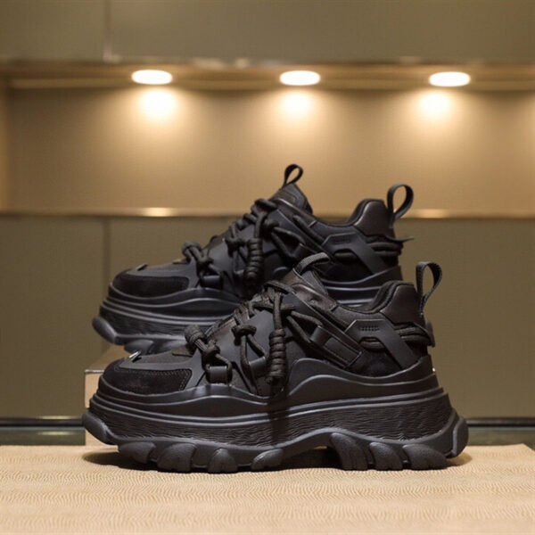 Women's Fashion Casual Leather Lace-up Platform Sneakers - Image 2
