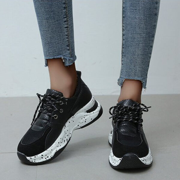 Leopard Print Sneakers Women Lace Up Walking Running Sports Shoes - Image 3
