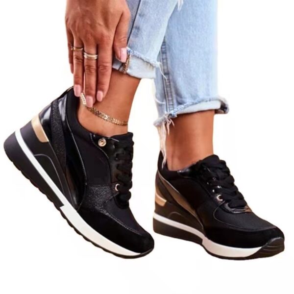 Women's Platform Colorblock Sequin Flat Casual Sneakers - Image 7