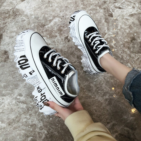 Newspaper Trifle Bottom Trendy Casual Heightening Sneakers - Image 4