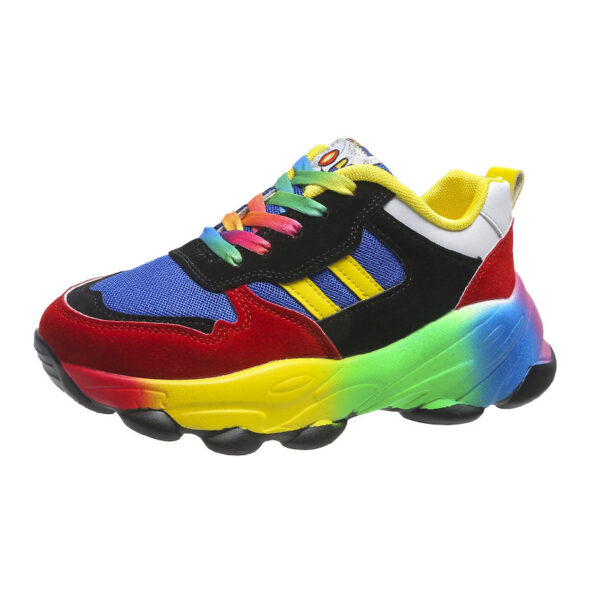 Women's Fashion Thick Bottom Colorful Front Lace-up Sneakers - Image 4