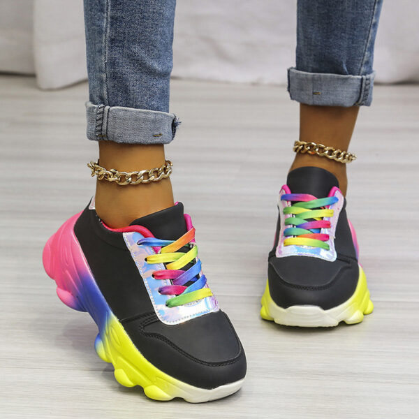 Large Size Color Matching Old Dad's Multicolored Platform Women's Shoes - Image 5