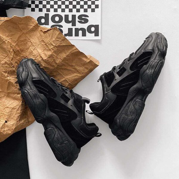 All-match Platform Running Sneakers All Black - Image 3