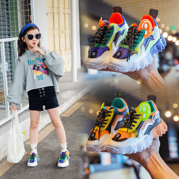 Colorblock Casual Wave Bottom Sneakers Children's Shoes Old Shoes - Image 4