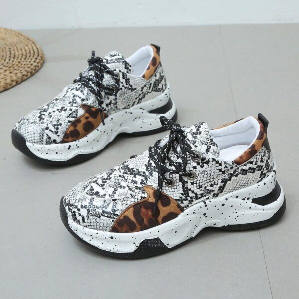 Leopard Print Sneakers Women Lace Up Walking Running Sports Shoes - Image 6
