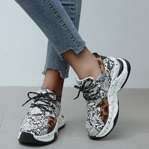 Leopard Print Sneakers Women Lace Up Walking Running Sports Shoes - Image 4