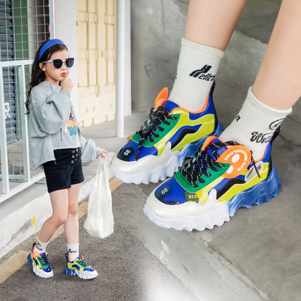 Colorblock Casual Wave Bottom Sneakers Children's Shoes Old Shoes - Image 5