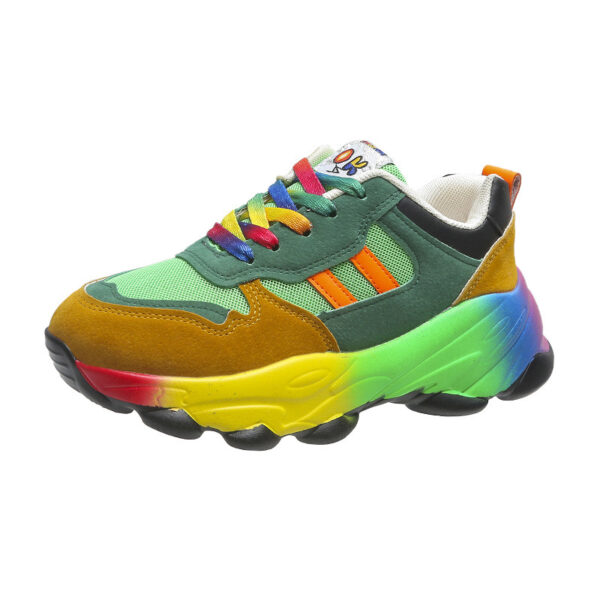Women's Fashion Thick Bottom Colorful Front Lace-up Sneakers - Image 2