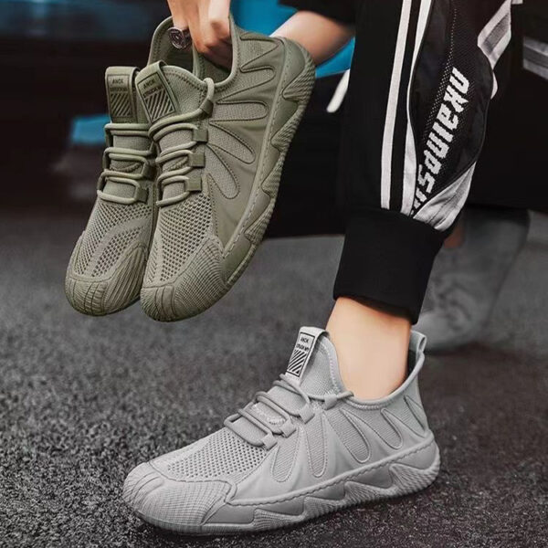 Breathable Mesh Sports Shoes Casual Lace-up Sneakers Men Non-slip Shoes - Image 3