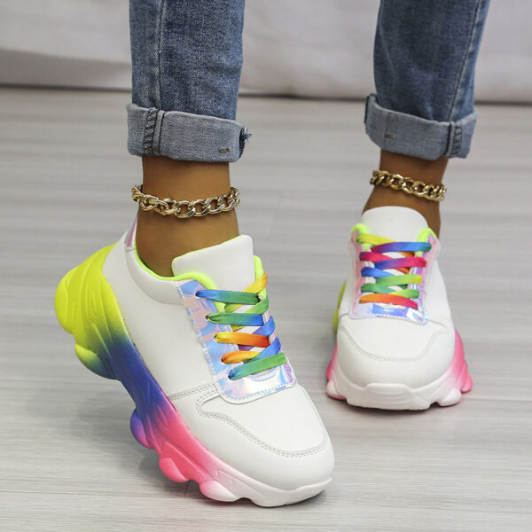 Large Size Color Matching Old Dad's Multicolored Platform Women's Shoes - Image 2