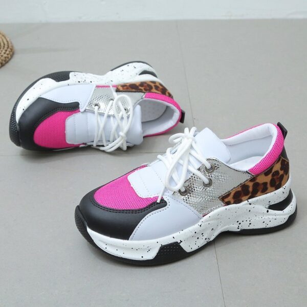 Leopard Print Sneakers Women Lace Up Walking Running Sports Shoes - Image 8