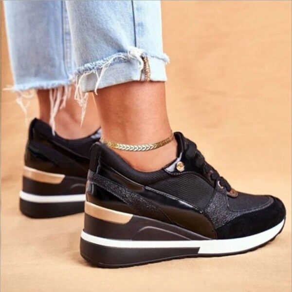 Women's Platform Colorblock Sequin Flat Casual Sneakers - Image 5