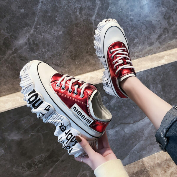 Newspaper Trifle Bottom Trendy Casual Heightening Sneakers - Image 3