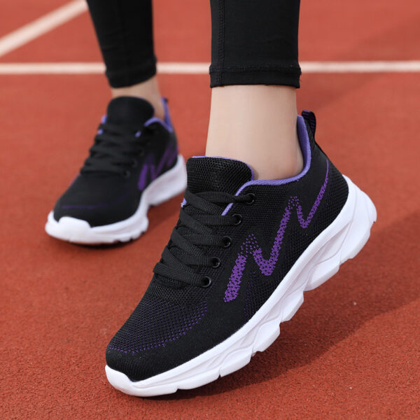 All Black Sneaker Women's Lightweight Mesh Breathable Casual Soft Bottom Running Shoes - Image 2